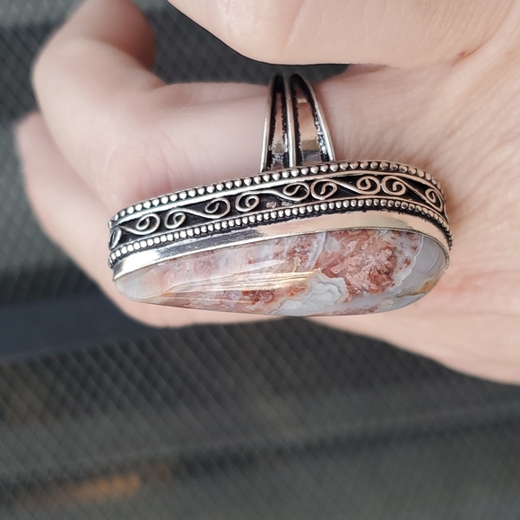 New Oversized Crazy Lace Agate 925 Silver Statement Ring. - Picture 4 of 16